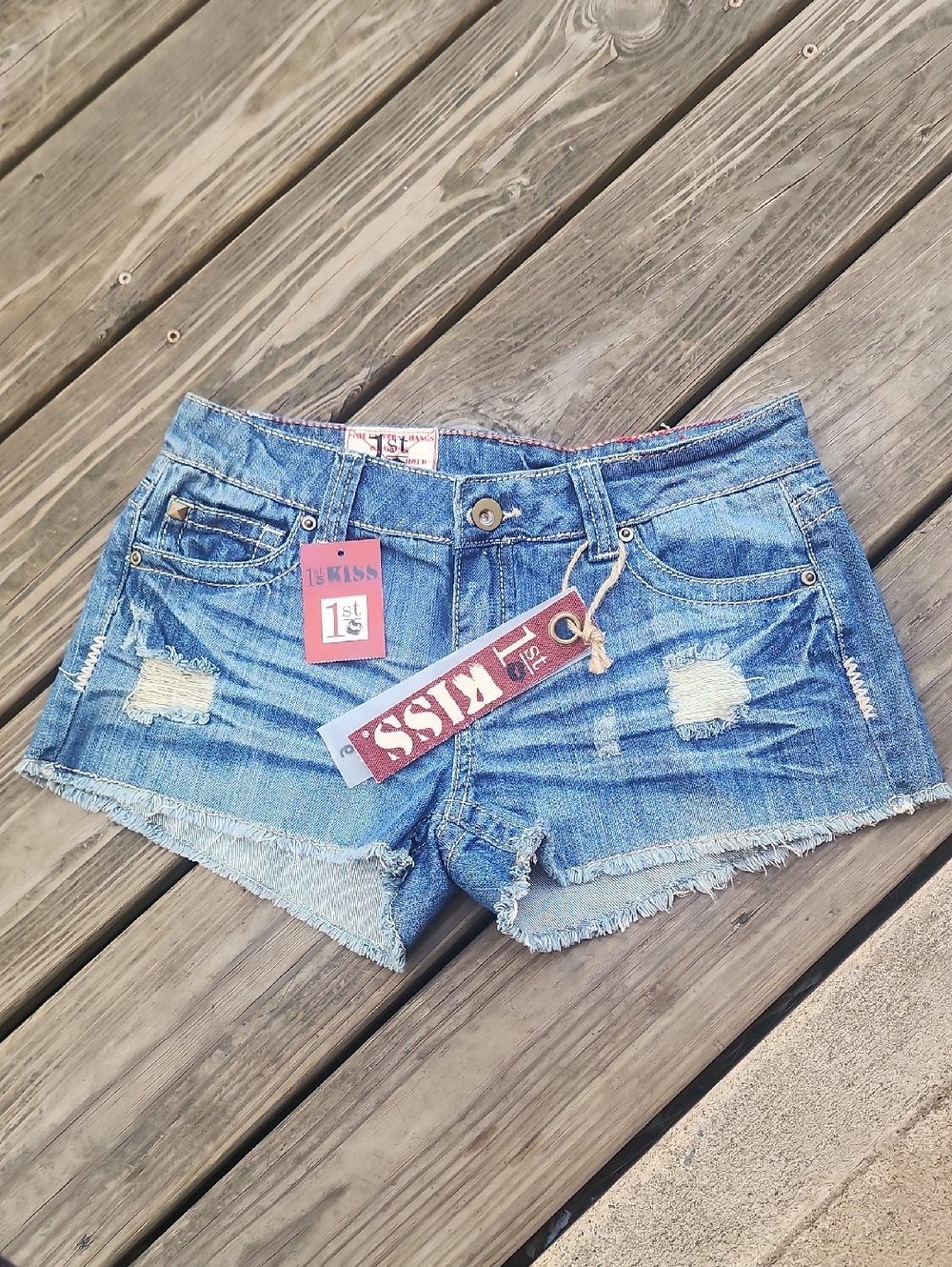 1st Kiss Distressed Light Blue Denim Cutoff Shorts Junior's Size 9